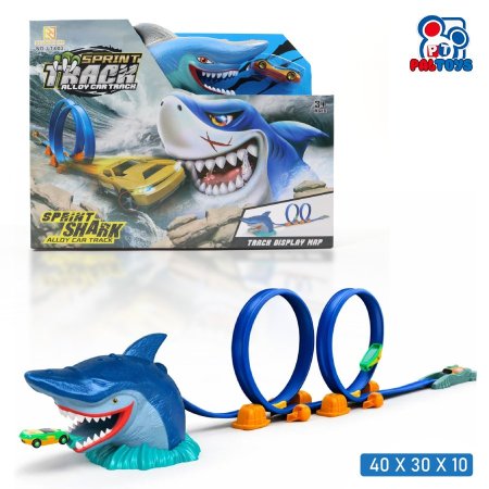طقم مسار سيارات 360 درجة وسمكة قرش (Shark Loop Track Set)
